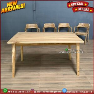 Meja Makan Jati Cafe Minimalis 140x80 Furniture Jepara Indonesia