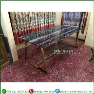 Meja Makan Marmer Import Rangka Stainless 200x100 Meja Makan Stainless Furniture Jepara