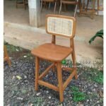 Kursi Bar Kayu Jati Kombinasi Rotan, Kursi Makan Jati, Teak Rattan Furniture Jepara - Gambar 2
