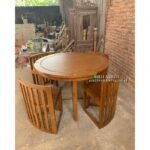 Meja Makan Bundar Jati 120 cm Meja Makan Cafe Kayu Jati Furniture Jepara