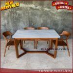 Meja Makan Marmer Carara 140x80 Kursi 4 Meja Makan Marmer Kaki Jati Furniture Jepara