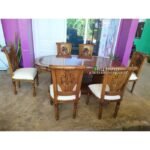 Meja Makan Jati 6 Kursi Ukiran Kursi Meja Makan Jati Jepara Furniture Jepara - Gambar 4