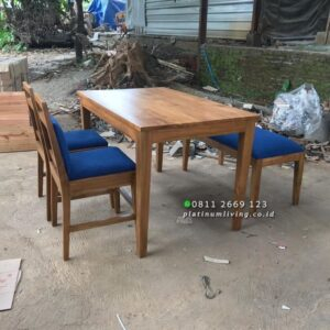 Meja Makan Jati Modern 160x80, Meja Makan Modern Bench Jati, Kursi Furniture Jepara