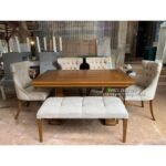 Meja Makan Jati Modern Shabby 160x90 Kursi 4 Plus Stool Furniture Jepara