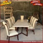 Meja Makan Marmer 220x100 Kursi 8 Jati Klasik Meja Makan Marmer jati - 6 Kursi Furniture Jepara - Gambar 4