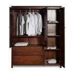 Lemari pakaian minimalis 3 pintu almari baju kayu jati almari jati Furniture Jepara Indonesia - Gambar 2