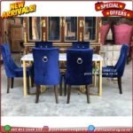Meja Makan Marmer Meja Makan Marmer Rangka Besi Gold Kursi 6 Jati Furniture Jepara Indonesia - Gambar 2