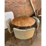 Meja Makan Jati Bundar Solid Minimalis, Meja Makan Jati Bundar Modern Furniture Jepara - Gambar 4