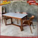 Meja Makan Marmer 4 Kursi Meja Makan Marmer Asli Kursi Meja Makan Jati - Marmer Cream Furniture Jepara - Gambar 2