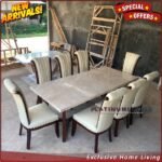 Meja Makan Marmer 220x100 Kursi 8 Jati Klasik Meja Makan Marmer jati - 6 Kursi Furniture Jepara - Gambar 2