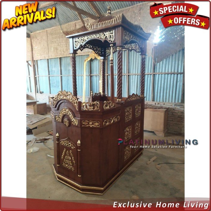 Mimbar Masjid Ukiran Jepara, Mimbar Jati, Mimbar Jepara, Mimbar Podium Furniture Jepara