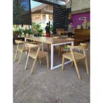 Meja Makan Jati Minimalis 6 Kursi Meja Makan Jati Modern Scandinavian Furniture Jepara - Gambar 3