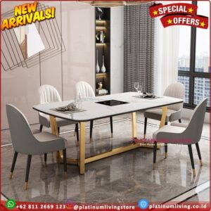 Meja makan Marmer stainless gold 6 Kursi Meja Makan Stainles Gold Furniture Jepara