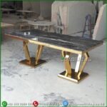 Meja Makan Marmer Import 200x100 Rangka Stainless Meja Makan Stainless Furniture Jepara - Gambar 3