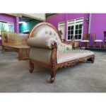 Sofa Jati Ukir 3 Seater Kursi Sofa Malas Kayu Jati Ukiran Mewah Furniture Jepara - Gambar 4