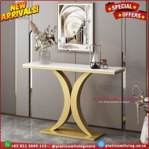 Meja konsol marmer console table besi gold top marble premium terbaru Furniture Jepara
