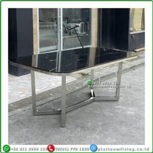 Meja Makan Stainless 180x90 Top Marmer Hitam Import Meja Makan Modern Furniture Jepara