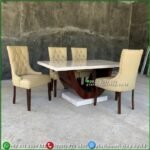 Meja Makan Marmer Meja Makan Marmer Cream Meja Makan Marmer Rangkajati - 160x90 (4Kursi) Furniture Jepara - Gambar 5