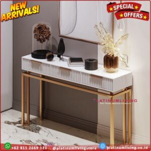 Meja konsol stainless white modern Meja Console Putih Kaki Stainless Furniture Jepara