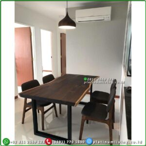Meja Makan Trembesi 180x90 Kaki Besi 4 Kursi Meja Makan Modern Kursi 4 Furniture Jepara