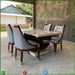 Meja Makan Marmer 4 Kursi Jati Meja Makan Marmer Asli Kursi Modern Furniture Jepara - Gambar 2