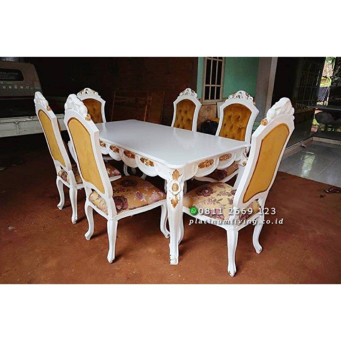 Meja Makan Ukiran Mewah 6 Kursi, Meja Makan Ukir Klasik, Kursi Makan Furniture Jepara