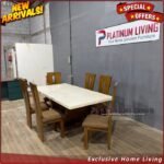 Meja Makan Marmer Asli Meja Makan Jati Tua Meja Makan Marmer Modern - 160x90(4 Kursi) Furniture Jepara - Gambar 2