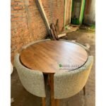 Meja Makan Jati Bundar Solid Minimalis, Meja Makan Jati Bundar Modern Furniture Jepara - Gambar 2