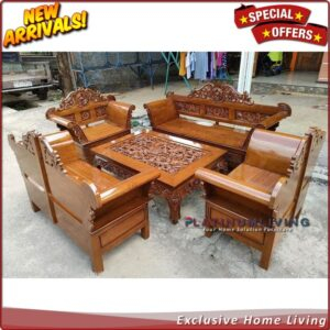 Kursi Tamu Ukiran Kayu Jati Model Mahkota, Kursi Sofa Ukir Jati Jepara Furniture Jepara