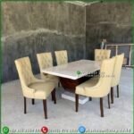 Meja Makan Marmer Meja Makan Marmer Cream Meja Makan Marmer Rangkajati - 160x90 (4Kursi) Furniture Jepara - Gambar 2