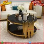 Meja tamu coffee table stainless gold mirror modern luxury top kaca Furniture Jepara