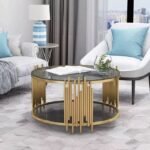 Meja tamu coffee table stainless gold mirror modern luxury top kaca Furniture Jepara - Gambar 2
