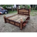 Tempat Tidur Ukir 180x200 laci 2 Dipan Jati Klasik Mewah Dipan Laci Furniture Jepara - Gambar 2