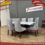 Meja Makan Marmer 6 Kursi Meja Makan Marmer Rangka Jati Meja Marmer Furniture Jepara Indonesia - Gambar 4