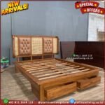 Tempat Tidur Jati 160x200 Kombinasi Rotan Dipan Jati Modern Laci 2 Furniture Jepara - Gambar 3