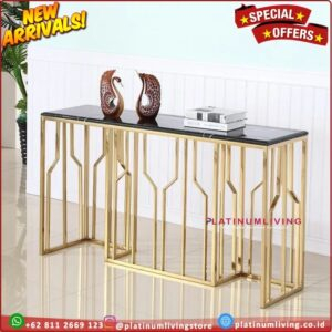 Meja konsul console marmer stainless gold mirror to marble luxury Furniture Jepara