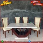Meja Makan Marmer Meja Makan Marmer Cream Meja Makan Jati 6 Kursi Furniture Jepara - Gambar 3