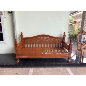 Bangku Bale Bale Jati Ukiran Mewah, Bale Bale Ukiran Jati Tua Jepara Furniture Jepara