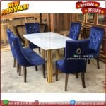 Meja Makan Marmer Meja Makan Marmer Rangka Besi Gold Kursi 6 Jati Furniture Jepara Indonesia - Gambar 4