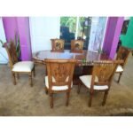 Meja Makan Jati 6 Kursi Ukiran Kursi Meja Makan Jati Jepara Furniture Jepara - Gambar 3