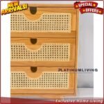 Meja Laci Kayu Jati Kombinasi Rotan, Drawer Jati Rotan, Meja Laci Furniture Jepara - Gambar 5