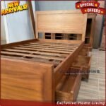 Tempat Tidur Jati 160x200 Laci 3 Dipan Laci Divan Laci Tempat Tidur Furniture Jepara Indonesia - Gambar 4