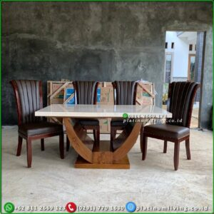 Meja Makan Marmer Meja Makan Marmer Rangka Jati 4 Kursi Makan Jati Furniture Jepara