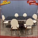 Meja Makan Stainles 8 Kursi Meja Makan Marmer Kursi Meja Makan Furniture Jepara Indonesia - Gambar 2