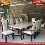 Meja Makan Marmer 220x100 Kursi 8 Jati Klasik Meja Makan Marmer jati - 6 Kursi Furniture Jepara