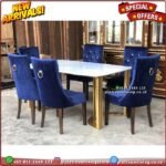 Meja Makan Marmer Meja Makan Marmer Rangka Besi Gold Kursi 6 Jati Furniture Jepara Indonesia - Gambar 3