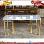 Meja Makan Marmer Meja Makan Marmer Rangka Besi Gold Kursi 6 Jati Furniture Jepara Indonesia - Gambar 5