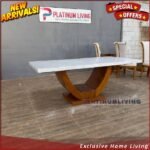 Meja Makan Marmer Putih Meja Makan Marmer Asli Meja Makan Jati Furniture Jepara Indonesia - Gambar 3