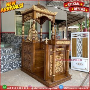Mimbar masjid tiang depan kayu jati mimbar kubah masjid mimbar jepara Furniture Jepara Indonesia