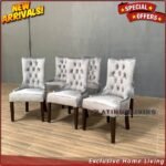Kursi Makan Jati Modern Minimalis Kain Bludru Velvet Furniture Jepara - Gambar 2